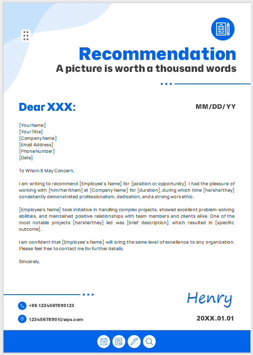 Calm blue-colored background ideal for job reference or school recommendation.