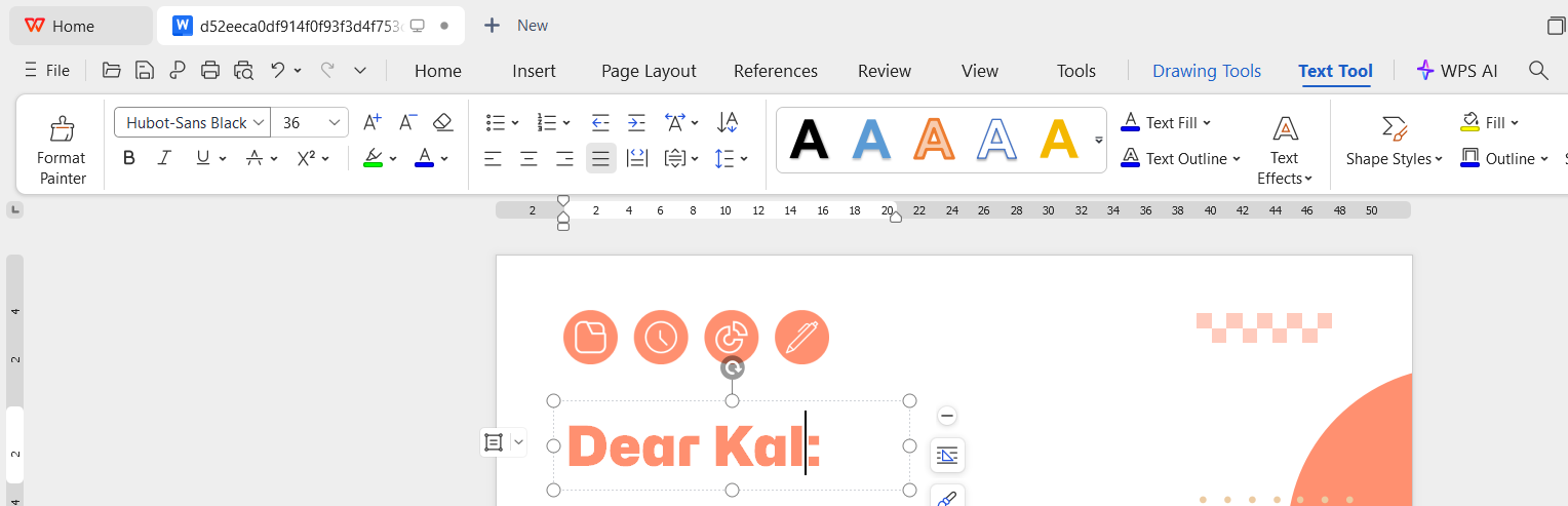 Editing a filled-in recommendation letter in WPS Writer