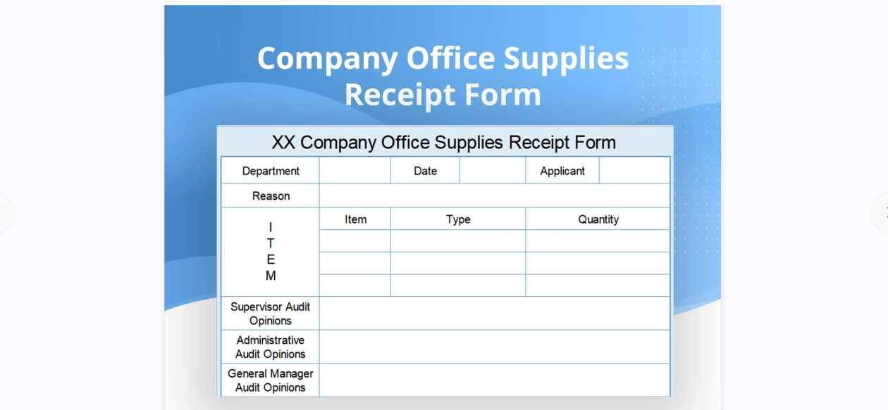 Office Supplies Receipt Form (Alt Version)