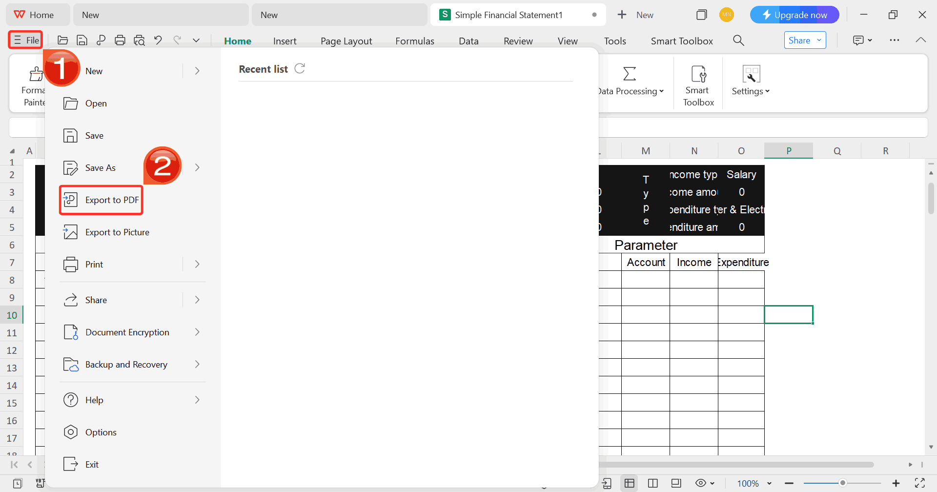 Export Template