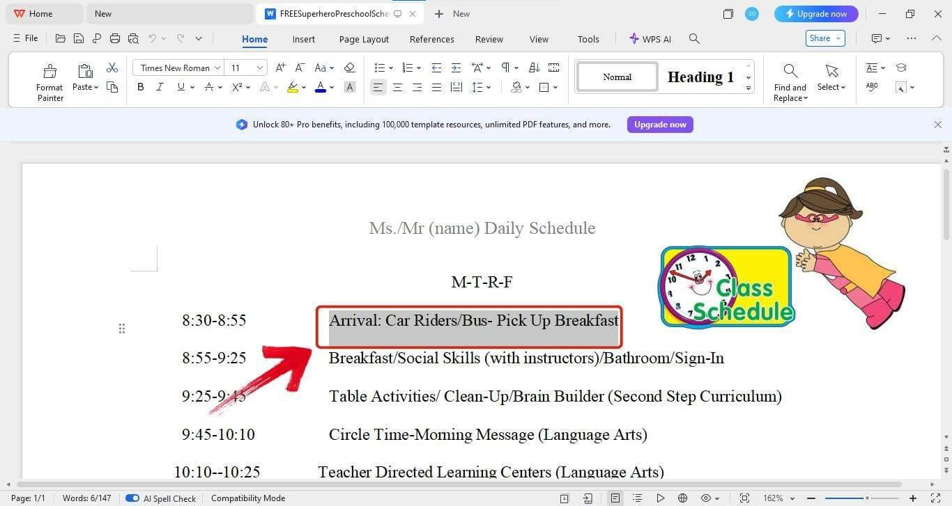 Click and edit text