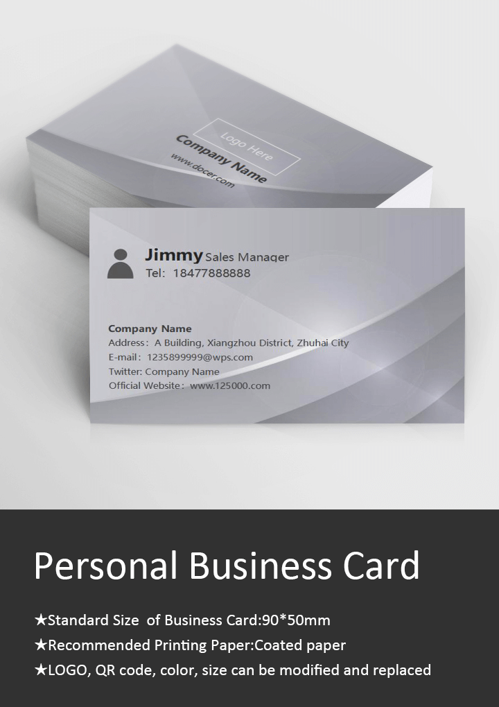 Grey Silver Business Card