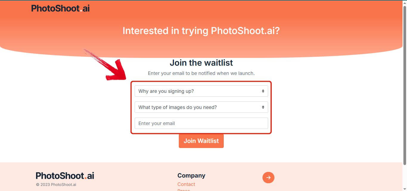 Filling out waitlist form