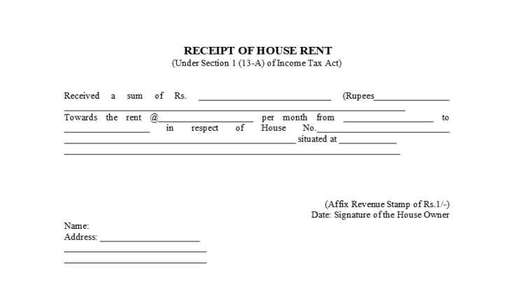 Receipt Of House Rent WPS Template