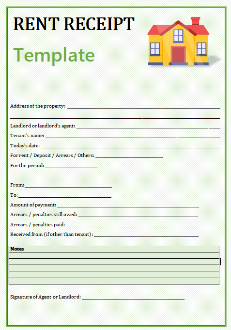 Rent Receipt Template ZIP 1