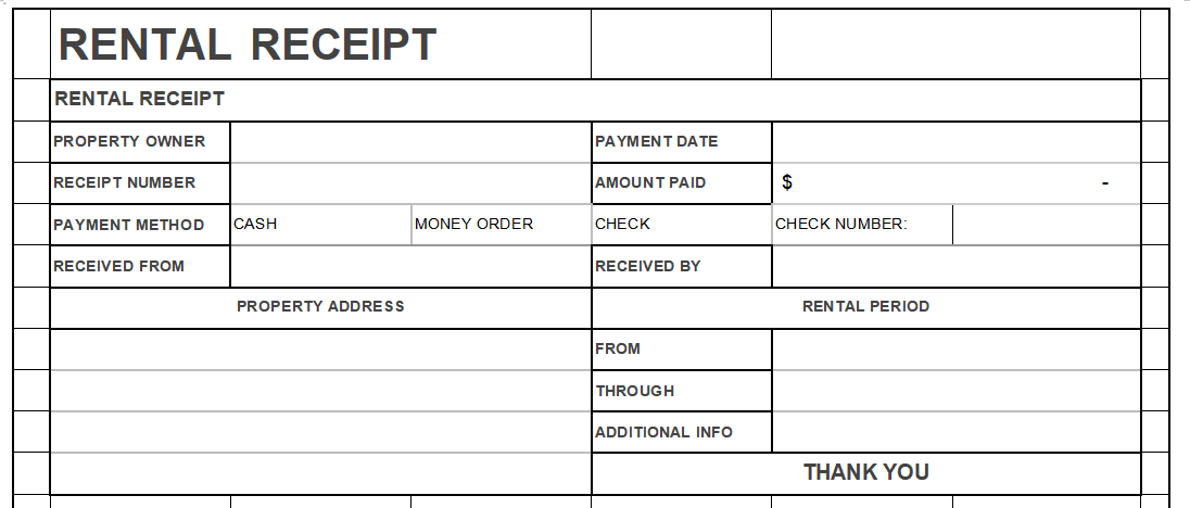 Rental Receipt Template 6