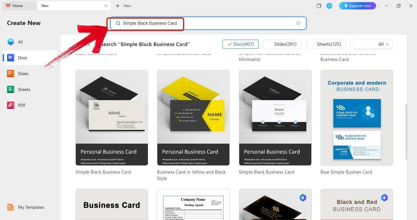 Open template in WPS